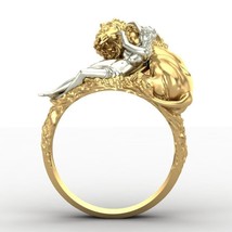 14K Gold Plated Lion With Man Ring, Handmade Jewelry, Luxury Gift For Him, Her - £172.39 GBP