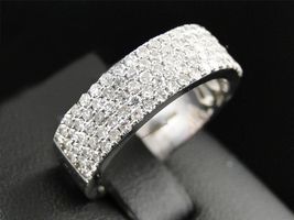 Mens 10K White Gold Over Round Diamond Wedding Band Engagement Pinky Ring 1.55CT - £86.08 GBP