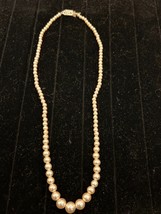 Vintage Faux Pearl Single Strand Necklace Made In Japan hand knotted 15-16 Inch - £8.76 GBP
