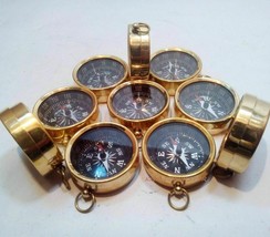 Lot Of 10 Pcs Maritime Nautical Vintage Style Brass Pocket Compass Key C... - $21.84