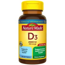Nature Made Vitamin D3 2000 IU (50 mcg) Softgels, 100 Count for Bone Hea... - $15.83