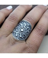 Sun wheel Circular hand engraved antique 925 Sterling Silver Ring adjust... - €67,07 EUR