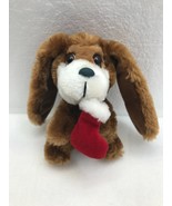 Applause 1988 Plush Sad Sam Puppy Dog with Red Sock Stocking Christmas H... - $18.18 CAD