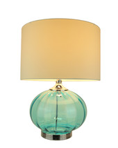 Scratch &amp; Dent New Port Sea Blue Glass &amp; Metal Table Lamp With Shade 22 Inches - £70.05 GBP