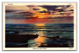 Sunset Scene On Lake Huron Michigan MI UNP Linen Postcard Y13 - £3.74 GBP