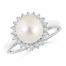 ANGARA 9mm Freshwater Pearl Ring with Floral Halo in Silver for Women, Girls - £313.72 GBP+