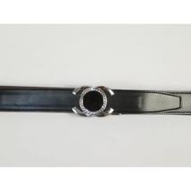 Men VALENTINI Leather Track Belt Medallion Fancy Designer V533-S Black image 3