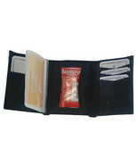Wallet Genuine Leather Tri-Fold ID Window Credit Cards Photo Black Billfold - $17.65 CAD