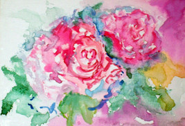 ORIGINAL ACEO Red Roses Art Print  -: rdoward fine art - £4.74 GBP