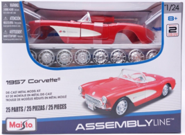 Maisto 1:24 1957 Corvette Red Diecast Assembly Line Metal - $11.53