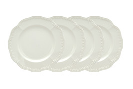 White Four Piece Round Scallop Stoneware Service For Four Salad Plate Set - $93.99