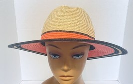 Betmar New York Peach Brown Tan Straw Hat Wide Brim Beach Garden Summer Sun - £21.82 GBP