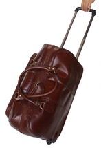 Handcrafted Leather Carry-On Travel Suitcase Wheels Aircraft 18SKL - $3,680.35 MXN