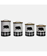 Buffalo Check Lodge Canister Set with wood Lids - SALE - $95.72 CAD