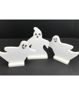 HALLOWEEN Lot of 3 Handmade Hand Painted Wooden Shelf Sitters Ghost Deco... - $23.01 CAD