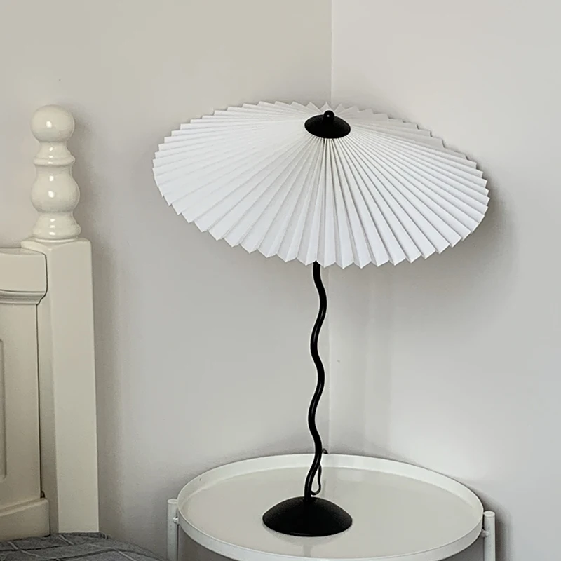 Vintage Pleated Umbrella Light Squiggle Wiggle Lamp for Living Room/Bedr... - $93.08