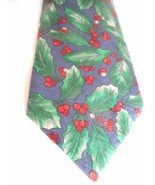 Vintage Holly Tie Necktie Holiday Winter Hallmark Candy Cane - $19.99