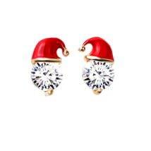 Christmas Snowman Hat Clear Rhinestone Stud Earrings  - New - £11.95 GBP