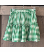Draper James Green Gingham Tiered Short Skirt Size Small Spring Summer P... - $443.55 MXN