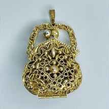 ART Arthur Pepper Filigree Purse Necklace Locket Pendant Goldtone Vintage - £18.58 GBP