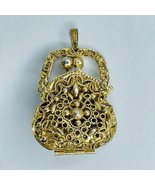 ART Arthur Pepper Filigree Purse Necklace Locket Pendant Goldtone Vintage - £18.64 GBP