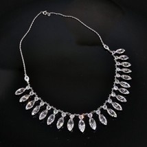 Vintage Clear Rhinestone Icy Crystal Choker Silver Tone Necklace - £27.42 GBP