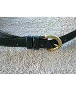 Pre-Loved COACH Navy Leather Belt with Brass Buckle SZ LG - £14.07 GBP