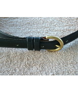 Pre-Loved COACH Navy Leather Belt with Brass Buckle SZ LG - $18.00