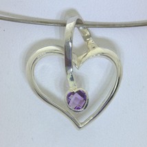 Pendant Purple Amethyst Gemstone Handmade 925 Ladies Girls Sweetheart Design 330 - £31.38 GBP