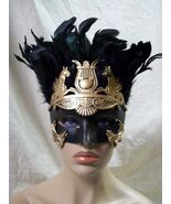 Black Gold Caesar Augustus Mask Feathers Roman Greek God Goddess King Pe... - €16,83 EUR