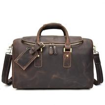 Big Capacity Durable Crazy Horse cow Leather Large Shoulder Weekend Bag luggage  - £159.67 GBP
