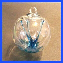 Hanging Glass Ball 3&quot; Diameter &quot;Aqua Tree&quot; (1) Witch Ball Friendship Ball WB317 - £13.95 GBP