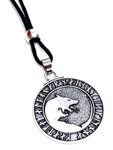 Odin Wolf Necklace Rune Pendant Viking Odin&#39;s Geri Freki Norse Pagan Beaded Lace - £6.26 GBP