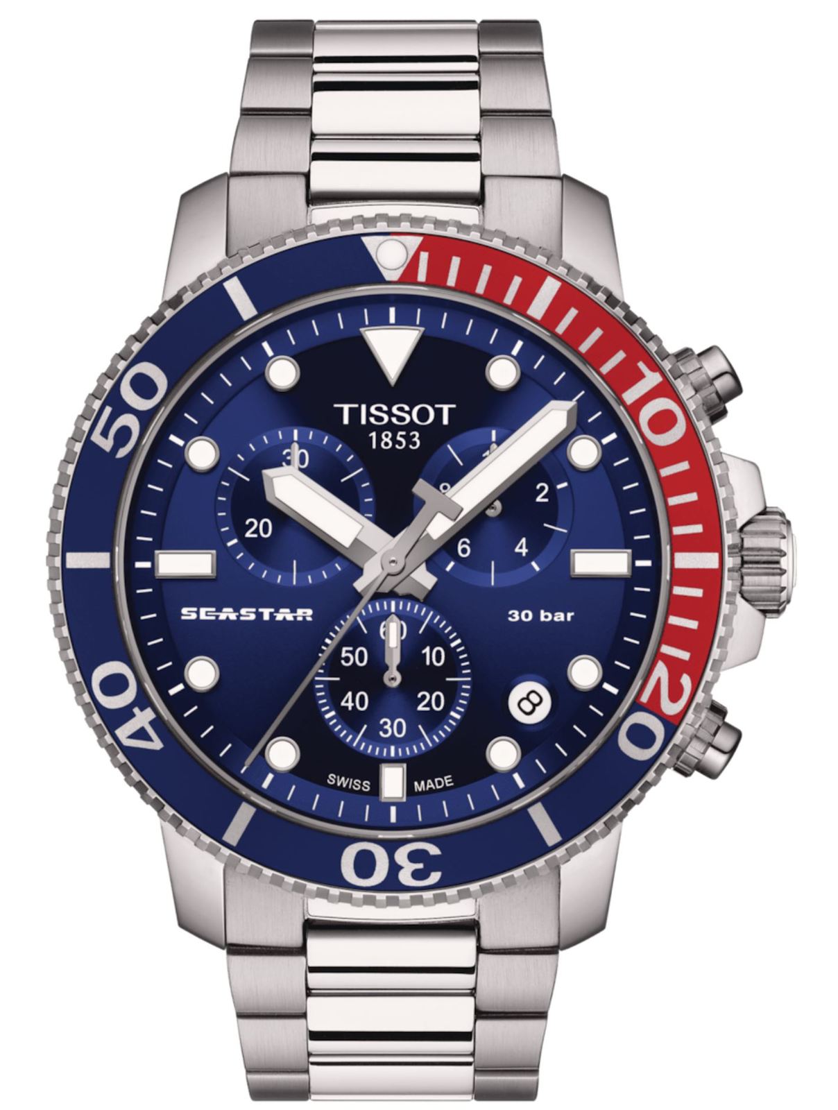 Tissot Seastar Men's Chronograph Quartz Blue Dial Pepsi Bezel Men's Watch - £274.61 GBP
