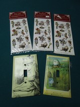 ALICE IN WONDERLAND 3 SEALED STICKERS PACK  2 LIGHT SWITCH COVERS [*BOOK... - £30.32 GBP