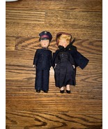 Vintage Salvation Army Dolls - 7&quot; Tall Girl &amp; Boy - Navy Blue Outfits - $18.92 CAD