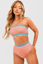Peach Blossom Contrast Banding Tube Bikini High Waist 2pcs Swimsuit - $242.49 MXN