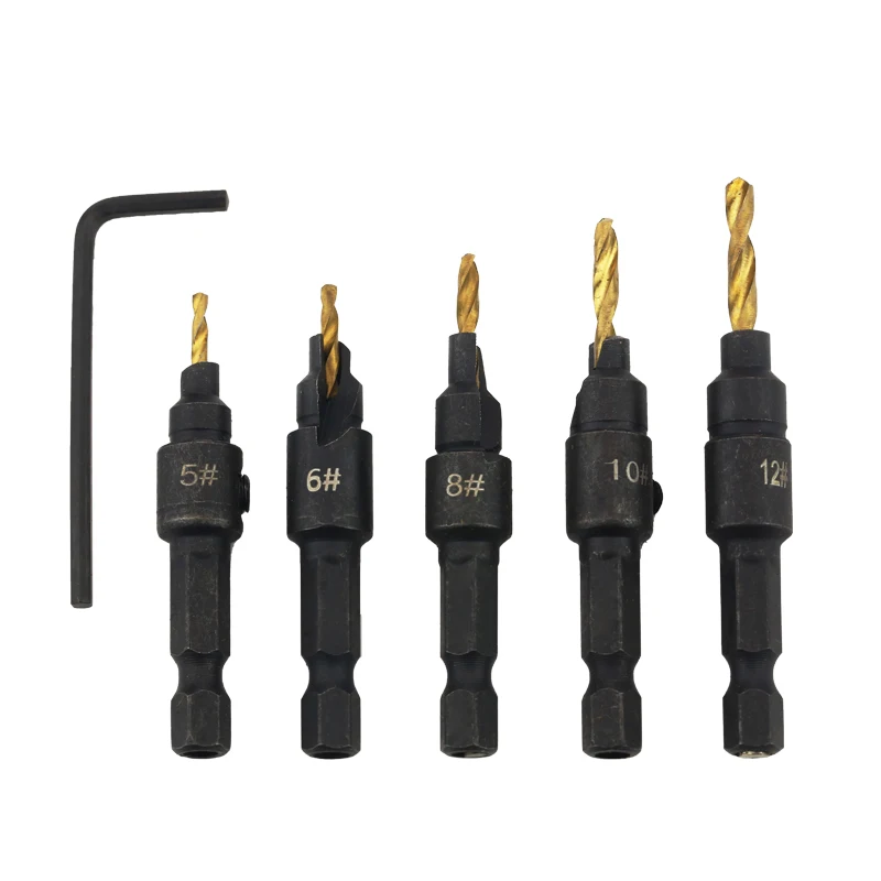 5pcs HSS Countersink Drill Bit Set wor Tools Chamfering Tool Drilling Pi... - $39.40