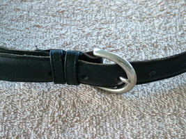 Pre-Loved COACH Black Leather Belt with Nickel Buckle SZ MED - £14.38 GBP