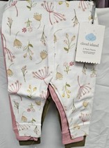 Cloud Island Pull On Pants 3 Pack Baby Size 0-3 months Floral Prairie  NWT image 2