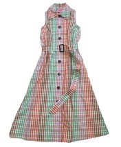 NWT Kate Spade New York Rainbow Plaid Cotton Belted Button Front Shirt Dress M - £87.20 GBP