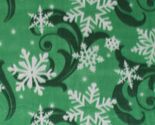 Fleece Snowflakes Swirls Green Winter Christmas Holiday Fabric Print BTY... - $7.97