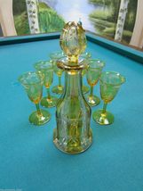 Bohemian Czech Decanter Glasses Clear to Yellow Intaglio Moser Style - P... - $167.57