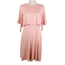 ASOS Dress Peach Pink 2 Half Sleeves Ribbons Stretch Crew Cape - $29.00
