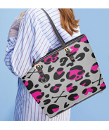 Hot Pink &amp; Gray Skull Medium Leather Tote Bag for Women Free Ship - $49.99