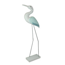 29 Inch Hand Carved White Painted Wood Bird Statue Home Coastal Decor Sculpture - £34.01 GBP