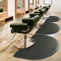 Salon Mat 3&#39;x5&#39; Barber Shop Chair Mat Anti-Fatigue Floor Mat - Black Semi Circle - £54.39 GBP