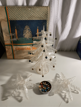 Lucite Christmas Tree Centerpiece Mercury Bead Ornaments-Crystal Pine Vintage - £98.56 GBP