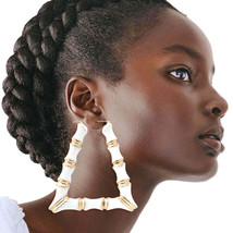 White Trapozoid Bamboo Hoops - $39.49