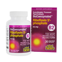 Natural Factors BioCoenzymated Vitamin B2 Riboflavin 5&#39;-Phosphate 50mg,3... - $11.95